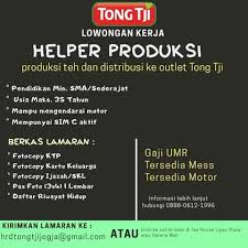 Perusahaan the tong tji (perusahaan distribusi teh), alamat: T Info Lowongan Kerja Binangun Kulon Progo Dan Sekitarnya Facebook