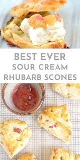 Rhubarb Scones With Sour Cream Cinnamon Coriander Recipe In 2021 Rhubarb Recipes Sour Cream Scones Rhubarb