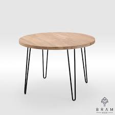 Round Dining Table Oak Round Table Hairpin Steel Legs Industrial Design Modern Style Loft Style Bespoke Furniture Bram Wood Round Dining Table Round Dining Oak Dining Table