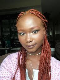 dark skin ginger hair box braids