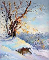 Peinture A L Huile Au Couteau Paysage D Hiver 46 X 38 Cm Peintures Par Mo De Peinture Paysage D Hiver Peinture Paysage Paysage Pastel