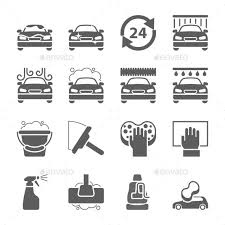 Car Wash Black Icons Set Vector Eps Automobile Service Available Here Https Graphicriver Net Item Car Wash Black Icons Car Wash Car Cleaner Car Icons