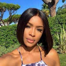 Curto Bob Peruca De Cabelo Virgem Brasileiro Cabelo Liso Dianteira Do Laco Humano Perucas De Cabelo Natural Para As Mulheres Negras 13x4 Rendas Na Parte De 150 Densidade Fim Desconto