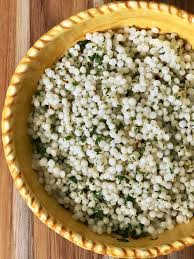 Pearled couscous chicken, simmered in broth with mixed veggies. Lemon Herb Pearl Israeli Couscous The Genetic Chef