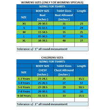 body size chart