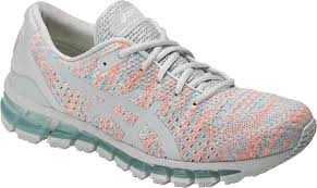 Asics Gel Quantum 360 Knit 2 Running Shoe Glacier Grey Orange Pop Aruba Blue 6 Asics Running Shoes Womens Running Shoes