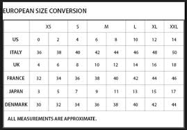Womens Clothing International And European Size Guide Chart