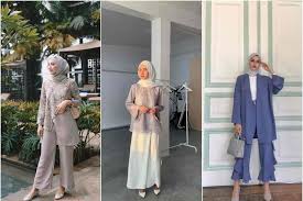 Setelan kebaya celana hijau ditambah balutan bunga di leher. 7 Style Kondangan Dengan Celana Kulot Untuk Para Hijaber Womantalk