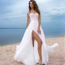 2021 insoliti blush abiti da sposa a maniche lunghe da spiaggia economici. Acquista Abiti Da Sposa Da Spiaggia Modesti 2020 Abiti Da Sposa Economici In Pizzo Maniche Lunghe In Chiffon Con Spacco Alto Abiti Da Sposa Lunghi Su Misura Dalla Cina A 140 24