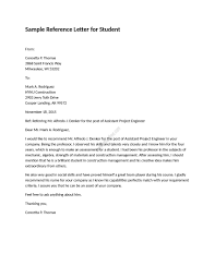 Reference Letter For Student Free Letters Reference Letter For Student Reference Letter Academic Reference Letter