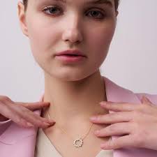 14K Solid Gold Emerald and Diamond Circle Pendant, Round Natural Diamond  Necklace, May Birthstone Jewelry, Dainty Gold Pendant Gift for Her