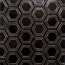 Black And Gold Marble Tiles Black And Helix Gold Inlay Marble Tile Hexagon Black And Gold Marble Gold Tile Gold Marble