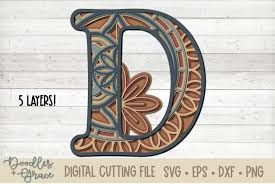 Download Letter D 3d Layered Alphabet Mandala Svg Eps Png Dxf 719594 Cut Files Design Bundles