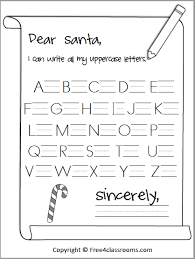 Get free kindergarten worksheets designed to fit into a standard kindergarten curriculum. Free Santa Letter Writing Practice Worksheet Free4classrooms