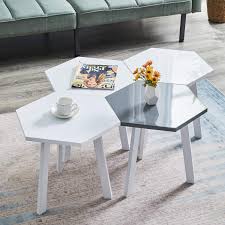 Find great deals on coffee table in charlotte, nc on offerup. Jymtom White Coffee Table Set High Gloss Hexagon Shaped End Table Modern Decor For Living Room Home Office White Grey 4pc Buy Online In Antigua And Barbuda At Desertcart 215932694