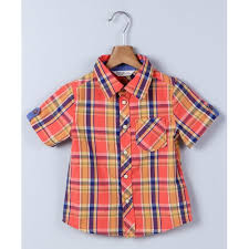 Buy Beebay Orange Half Sleeves Checks Shirt Online Looksgud In