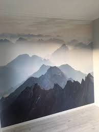 Mystical Mountains Mural Misty Mountain Shadow Hazy Silhoutte Mountain Mural Wallpaper Wall Decor Wall Decal Room Decor Wall Art Wandbilder Tapeten Raumdekoration