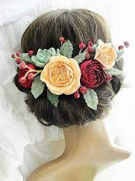 Haarschmuck Blume Haar Krone Marsala Burgunder Beige Hochzeit Ein Designerstuck Von Fairyfl Flowers In Hair Bridesmaid Hair Accessories Wedding Hair Wreath