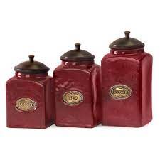 Find kitchen canisters & jars at wayfair. Set Of 3 Rustic Red Lidded Ceramic Kitchen Canisters 7 5 Overstock 16610267