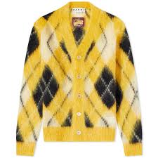 Marni Argyle Mohair Cardigan Yellow End
