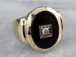 Men S Mid Century Onyx And Diamond Ring Mens Wedding Bands White Gold Rings For Men Mens Wedding Bands