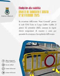 🚫 DIVIETI DI TRANSITO E SOSTA – 12 SETTEMBRE 2025 In occasione dell'evento  “Stati Generali” presso la sede ESA Esrin in Largo Galileo Galilei, il  giorno 12 settembre 2025, saranno in vigore