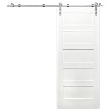 Maybe you would like to learn more about one of these? Pacific Entries 36 In X 80 In Shaker 5 Panel Primed Pine Interior Sliding Barn Door With Round Stainless Steel Hardware Kit P2250 3680 20 The Home Depot