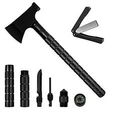 Black And White Hatchet Yeacool Camping Axe With Sheath Sharpener 16 Inch Camping Hatchet Tactical Portable Folding Multitool For Outdoor Adventures Camping Hatchet Multitool Camp Axe