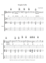 The top parts of these duets are intended for teaching beginners. Guitar Duet Simple Gifts Sheet Music 8notes Com