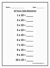 10 Times Multiplication Table Worksheet Worksheets 11 Times Table Times Tables