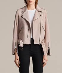Suede Balfern Biker Jacket Leather Jackets Women Light Gray Leather Jacket Pink Biker Jacket
