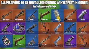 Fortnite patch notes (today's update 9.30): Fortnite Winterfest Leak All Unvaulted Weapons Fortnite Intel