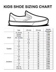 Sizing Chart Sewing Tools Shoe Size Chart Kids Toddler