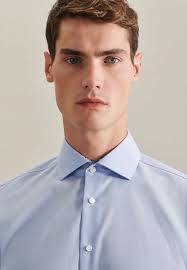 Men Slim Business Shirt Uni light blue