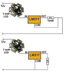 Constant Current Using Lm317 Drives 1 Watt Led By Collin Mitchell 30 Led Project Led Projects Electronic Circuit Projects Electronics Mini Projects