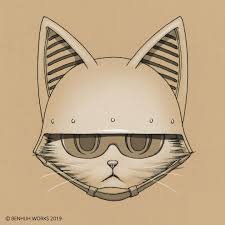 The Cat In The Helmet By Benhuh Works Artwork Cats Painting
