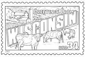 Printable coloring pages for kids. Mr Nussbaum Greetings From Wisconsin United States Postage Stamp Coloring Page
