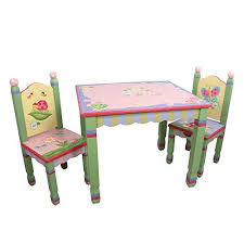 Fantasy Fields Magic Garden Thematic Hand Crafted Kids Wooden Table And 2 Chairs Set Imagination Inspiring Hand Crafted Hand Painted Details Non Toxic L Mesas Y Sillas De Ninos Jardin