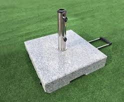 There are also granite parasol bases where the the effect of such a base is that it is less noticeable, because it fits better within the garden. 70kg Granite Parasol Base With Wheels And Telescopic Trolley Handle