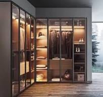 Garde-robe de luxe moderne, de qualité supérieure, pour chambre à coucher,  garde-robe, porte en verre et en bois