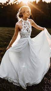 A Line Halter Sleeveless Chiffon Long Beach Wedding Dress With Lace Wd304 Long Beach Wedding Dresses A Line Wedding Dress Wedding Dresses