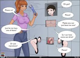 Rule 34 Dev - balls big_balls brown_eyes brown_hair brunette_hair castration  castration_device castration_device_(elastrator) castration_play  castration_threat cfnm circumcised comic female femdom german_text jeans  nervous_smile page_1 page_number ...