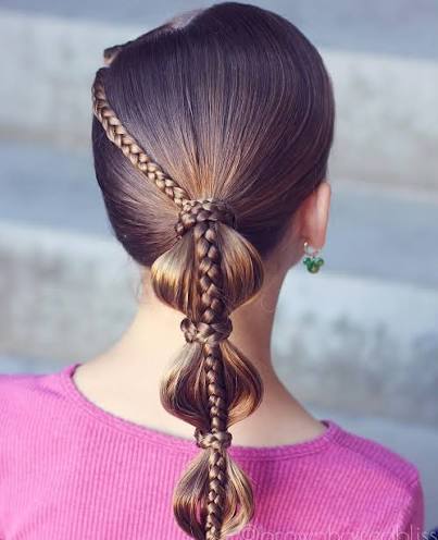 Small Braided Star into a Side Ponytail •• Such a cute accent for the 4th  of July! #hair #hairstyles #hairstyle #4thofjuly #star #starhair #braids  #braidstyles #prettyhair