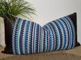 Singapore blue woven silk square pillow. Blue Woven Material W Chocolate Faux Leather Throw Pillow Decorative Pillow Cover Accent Pillow B Leather Throw Pillows Decorative Pillow Covers Throw Pillows