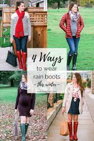 4 Ways To Wear Rain Boots This Winter She Knows Chic Rain Boots Outfit Winter Rain Boot Outfit Boating Outfit