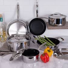 Better Homes Gardens 10 Piece Tri Ply Stainless Steel Non Stick Cookware Set Walmart Com Cookware Set Copper Cookware Cookware