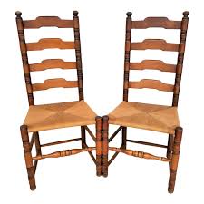 Vintage Rustic French Farmhouse Ladder Back Dining Accent Rush Seat Chairs Set Of 2 In 2020 Rustic French French Farmhouse Chair Set