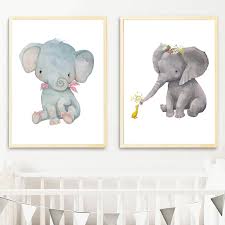 Cartoon Baby Elephant Animal Nordic Wall Art Wall Picture Baby Children Room Home Decoration Posters Painting Canvas Painting Painting Calligraphy Aliexpress