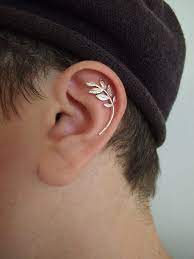 Elven Forest Leaves Ear Piercing Silver Handmade Ear Jewelry Piercing Jewelry Ear Cuff
