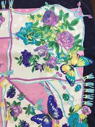 I chose 3 different color palettes that consisted of both warm and cool colors. Vintage Floral Butterfly Bug Scarf Large Square Sil Gem